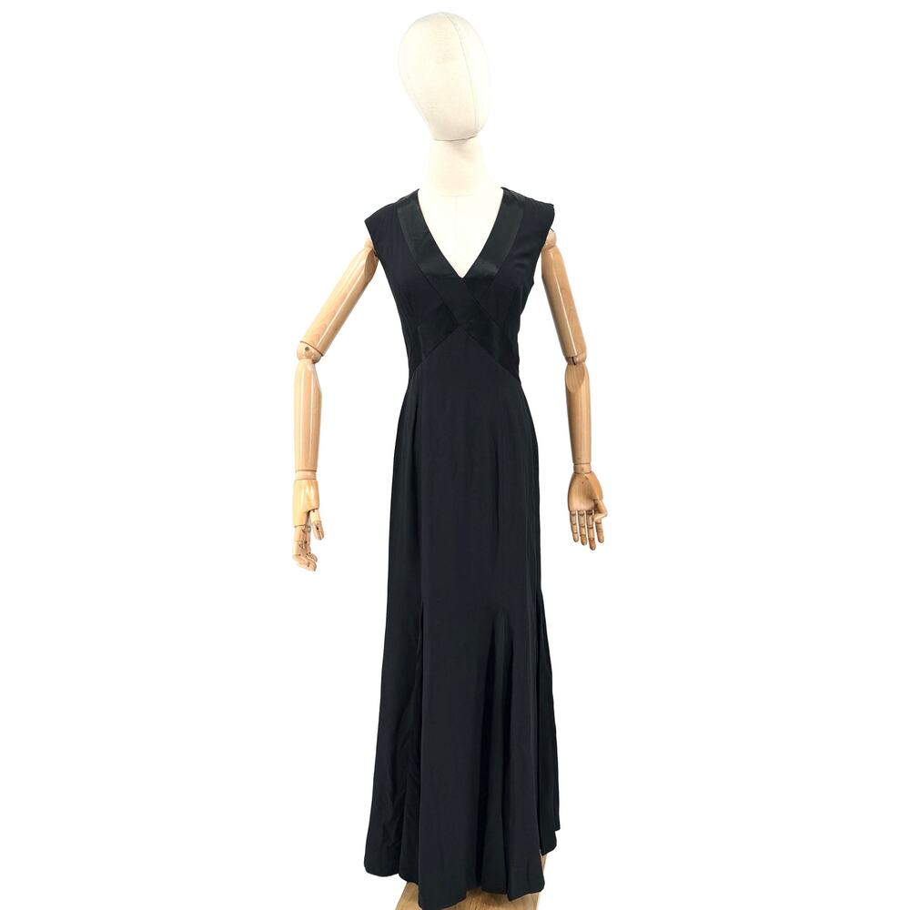 Vintage 80s House of Bianchi Black Bow Back Mermaid Evening Gown